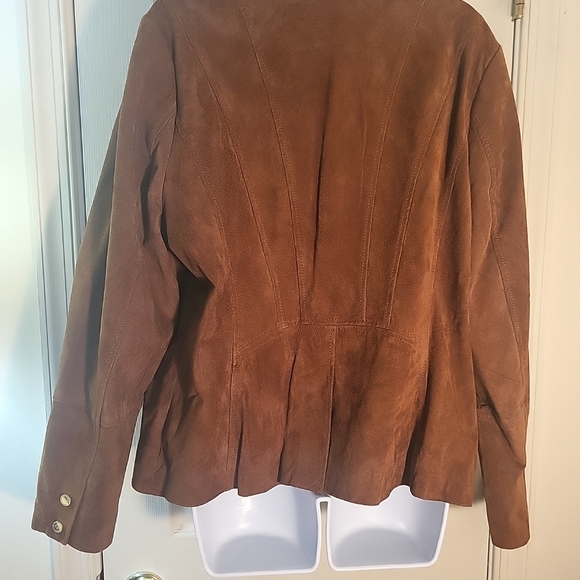 Isaac Mizrahi Brown Suede Moto Zip Jacket NWOT Size 16 - Picture 2 of 8